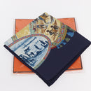 HERMES Carre 90 Scarf ""CAVALIERS PEULS"" Silk Blue Auth BA9455V-15
