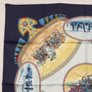 HERMES Carre 90 Scarf ""CAVALIERS PEULS"" Silk Blue Auth BA9455V-2