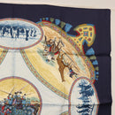 HERMES Carre 90 Scarf ""CAVALIERS PEULS"" Silk Blue Auth BA9455V-4