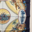 HERMES Carre 90 Scarf ""CAVALIERS PEULS"" Silk Blue Auth BA9455V-7