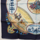 HERMES Carre 90 Scarf ""CAVALIERS PEULS"" Silk Blue Auth BA9455V-8