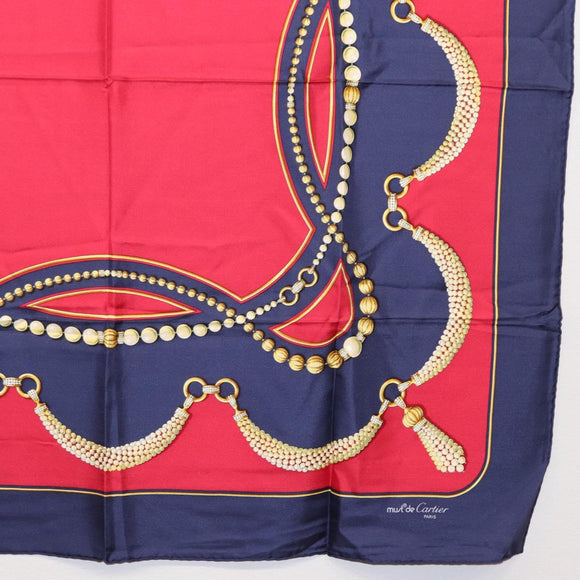 CARTIER Must Line Scarf Silk Navy Auth BA9456