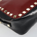 VALENTINO Rock Studs Shoulder Bag Enamel Red Gold Auth BA9458-15