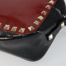 VALENTINO Rock Studs Shoulder Bag Enamel Red Gold Auth BA9458-16