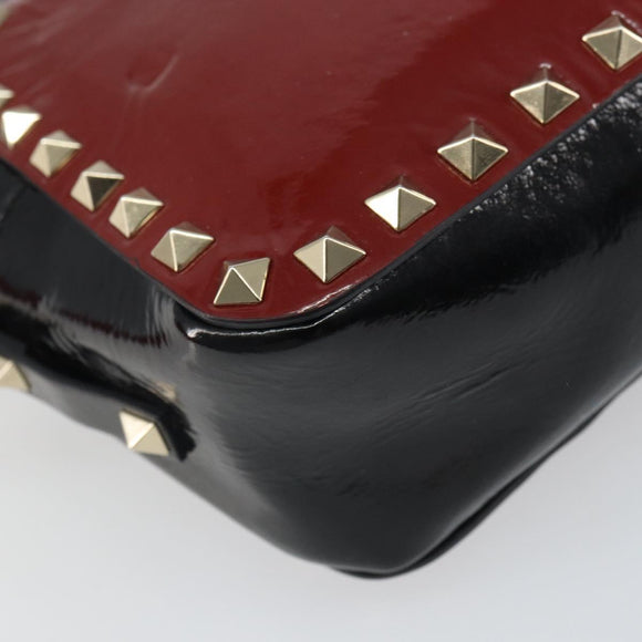 VALENTINO Rock Studs Shoulder Bag Enamel Red Gold Auth BA9458