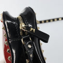 VALENTINO Rock Studs Shoulder Bag Enamel Red Gold Auth BA9458-9