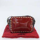 VALENTINO Rock Studs Shoulder Bag Enamel Red Gold Auth BA9458-12