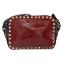 VALENTINO Rock Studs Shoulder Bag Enamel Red Gold Auth BA9458-2
