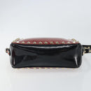 VALENTINO Rock Studs Shoulder Bag Enamel Red Gold Auth BA9458-5