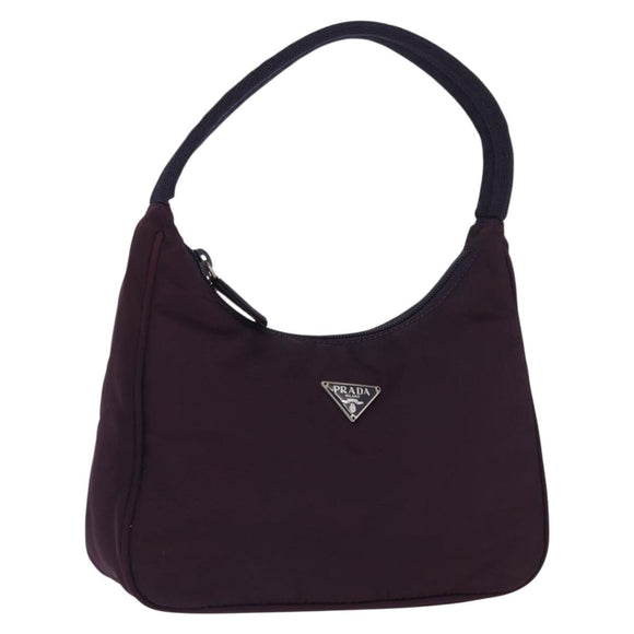 PRADA Accessoire Tas Nylon Paars Zilver Auth BA9459SAV