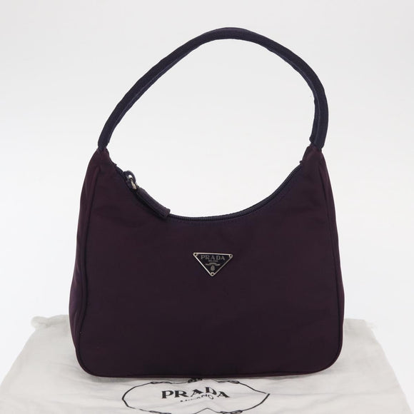 PRADA Accessoire Tas Nylon Paars Zilver Auth BA9459SAV