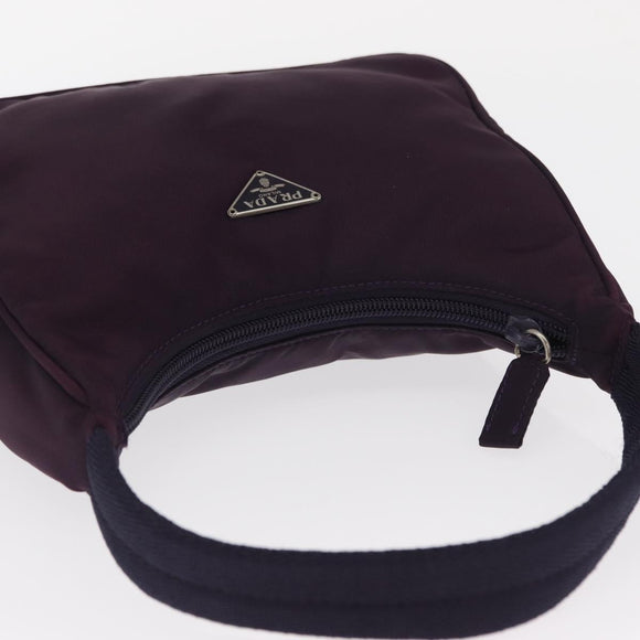 PRADA Accessoire Tas Nylon Paars Zilver Auth BA9459SAV