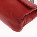 CHANEL Matelasse 25 Single Flap Chain Bag Caviar Skin Red CC Auth BA9462SAV-16
