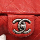 CHANEL Matelasse 25 Single Flap Chain Bag Caviar Skin Red CC Auth BA9462SAV-19