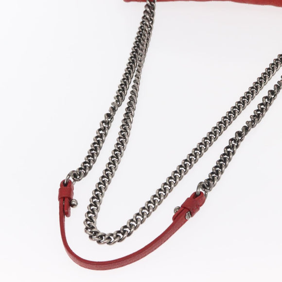 CHANEL Matelasse 25 Single Flap Chain Bag Caviar Skin Red CC Auth BA9462SAV
