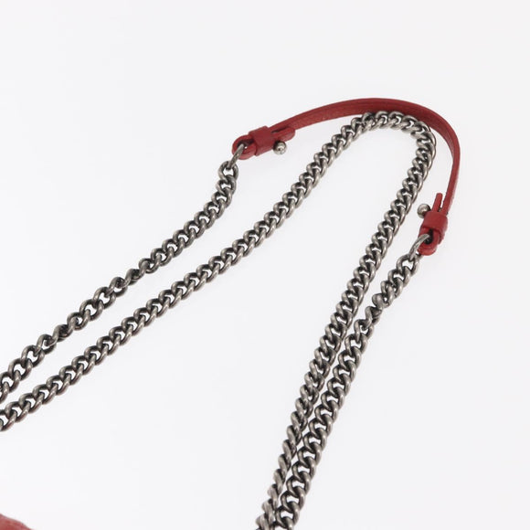 CHANEL Matelasse 25 Single Flap Chain Bag Caviar Skin Red CC Auth BA9462SAV