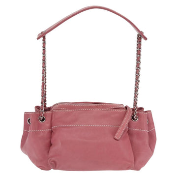 CHANEL Chain Shoulder Bag Lamb Skin Pink Silver CC Auth BA9463V - 0