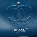 CHANEL Matelasse 25 Double Flap Chain Bag Lamb Skin Navy Silver CC Auth BA9464SM-25