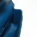 CHANEL Matelasse 25 Double Flap Chain Bag Lamb Skin Navy Silver CC Auth BA9464SM-26