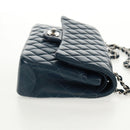 CHANEL Matelasse 25 Double Flap Chain Bag Lamb Skin Navy Silver CC Auth BA9464SM-4