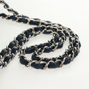 CHANEL Matelasse 25 Double Flap Chain Bag Lamb Skin Navy Silver CC Auth BA9464SM-8