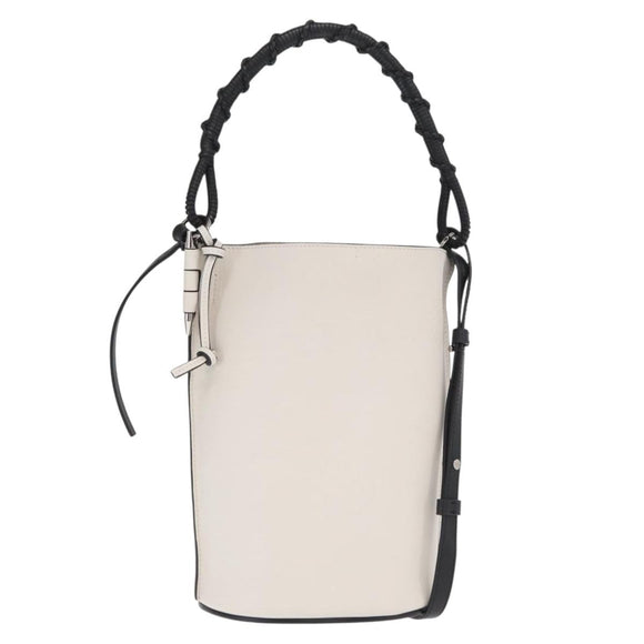 LOEWE Anagram Gate Baguette Bag Shoulder Bag Leather White Auth BA9468SAV