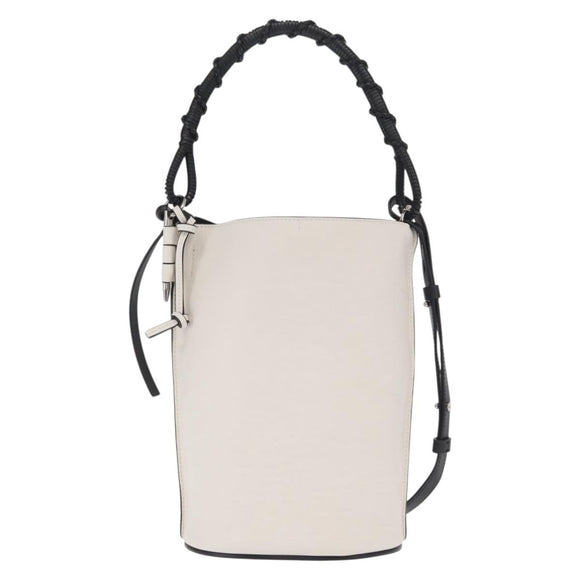 LOEWE Anagram Gate Baguette Bag Shoulder Bag Leather White Auth BA9468SAV