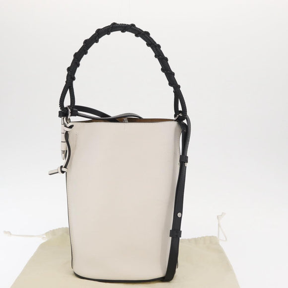 LOEWE Anagram Gate Baguette Bag Shoulder Bag Leather White Auth BA9468SAV