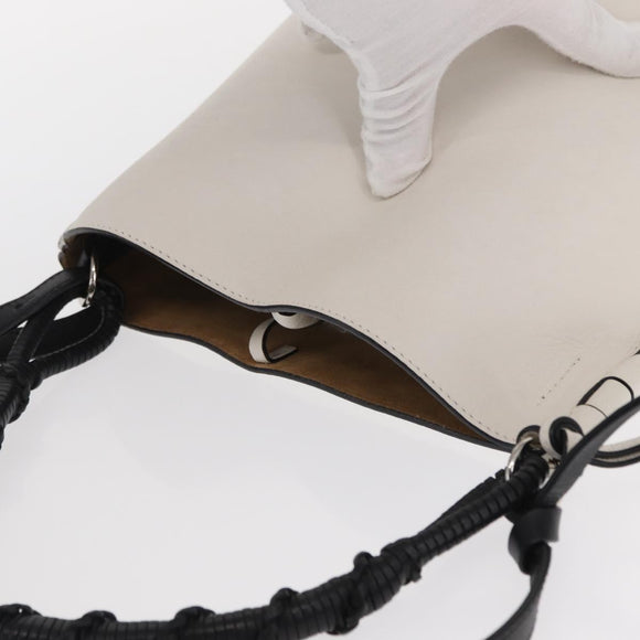 LOEWE Anagram Gate Baguette Bag Shoulder Bag Leather White Auth BA9468SAV