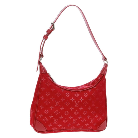 LOUIS VUITTON Monogram Satin Little Boulogne Hand Bag Red M92351 Auth BA9469SM