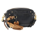 Chloe Eden Shoulder Bag Leather Black Gold Auth BA9482-1