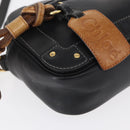 Chloe Eden Shoulder Bag Leather Black Gold Auth BA9482-11