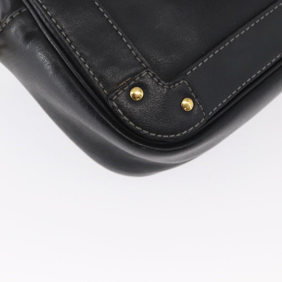 Chloe Eden Shoulder Bag Leather Black Gold Auth BA9482