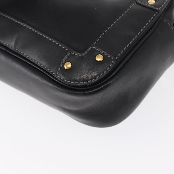 Chloe Eden Shoulder Bag Leather Black Gold Auth BA9482