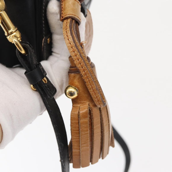 Chloe Eden Shoulder Bag Leather Black Gold Auth BA9482