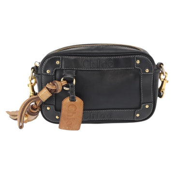 Chloe Eden Shoulder Bag Leather Black Gold Auth BA9482 - 0