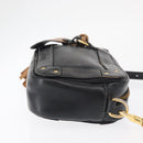 Chloe Eden Shoulder Bag Leather Black Gold Auth BA9482-4