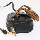 Chloe Eden Shoulder Bag Leather Black Gold Auth BA9482-5