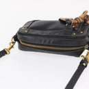 Chloe Eden Shoulder Bag Leather Black Gold Auth BA9482-6