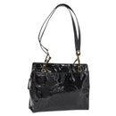 CHANEL COCO Mark Shoulder Bag Patent leather Black Gold CC Auth BA9483-1