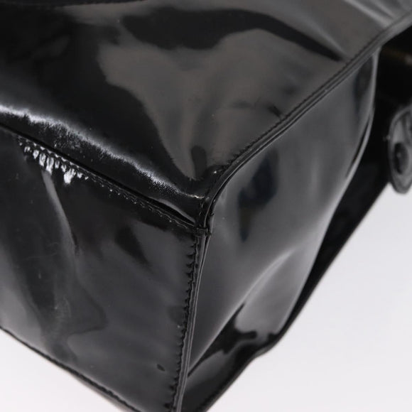 CHANEL COCO Mark Shoulder Bag Patent leather Black Gold CC Auth BA9483