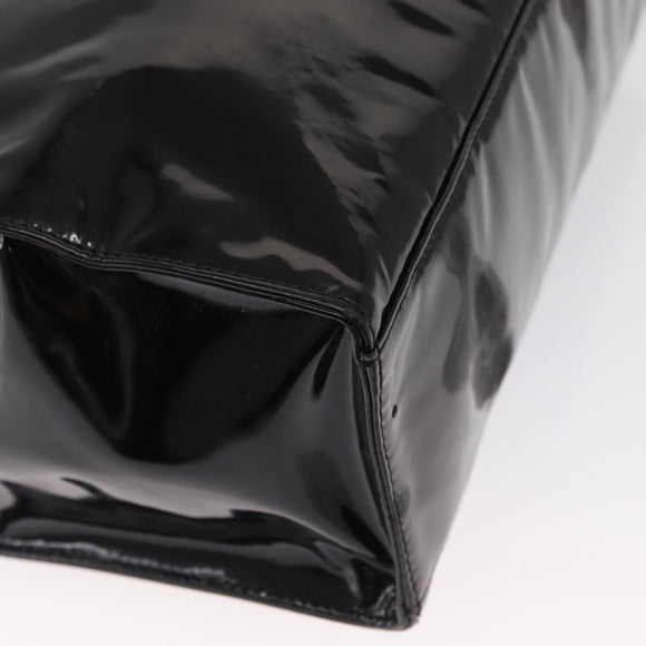 CHANEL COCO Mark Shoulder Bag Patent leather Black Gold CC Auth BA9483