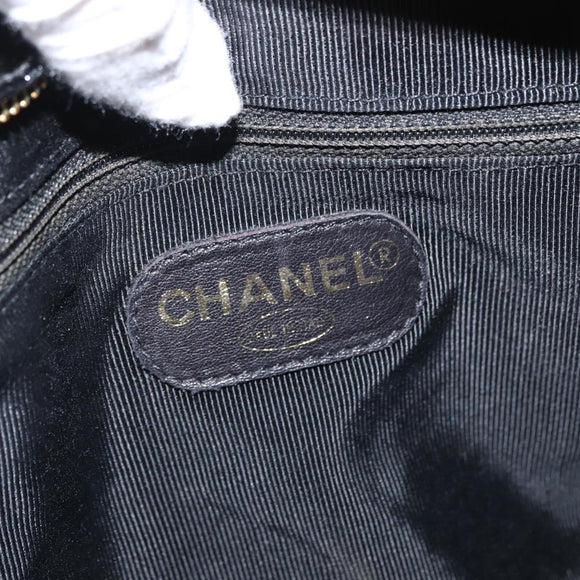 CHANEL COCO Mark Shoulder Bag Patent leather Black Gold CC Auth BA9483