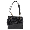 CHANEL COCO Mark Shoulder Bag Patent leather Black Gold CC Auth BA9483-2