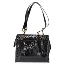 CHANEL COCO Mark Shoulder Bag Patent leather Black Gold CC Auth BA9483-3