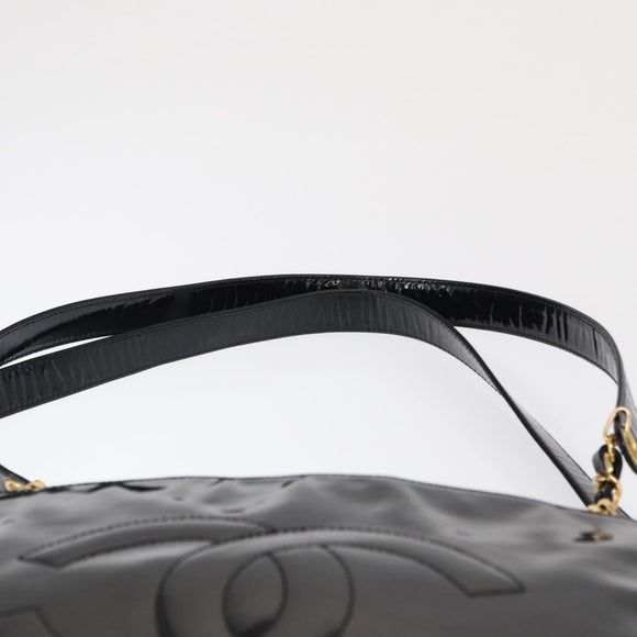 CHANEL COCO Mark Shoulder Bag Patent leather Black Gold CC Auth BA9483