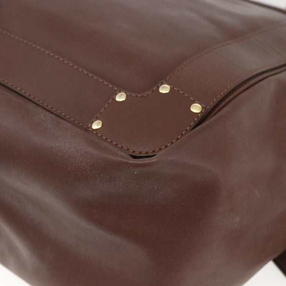 Chloe Eden Tote Bag Leather Brown Gold Auth BA9484