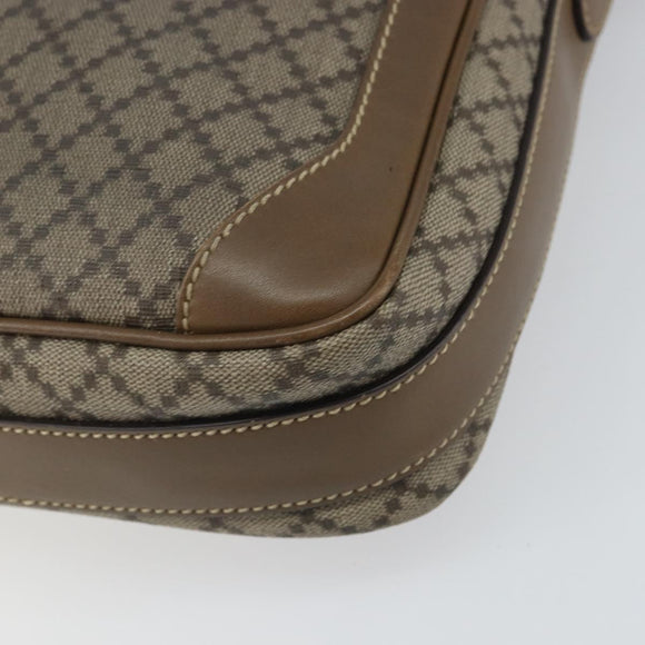 GUCCI Diamante Shoulder Bag PVC Leather Beige Silver 268159 Auth BA9486