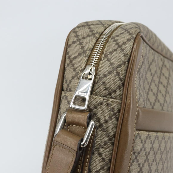 GUCCI Diamante Shoulder Bag PVC Leather Beige Silver 268159 Auth BA9486