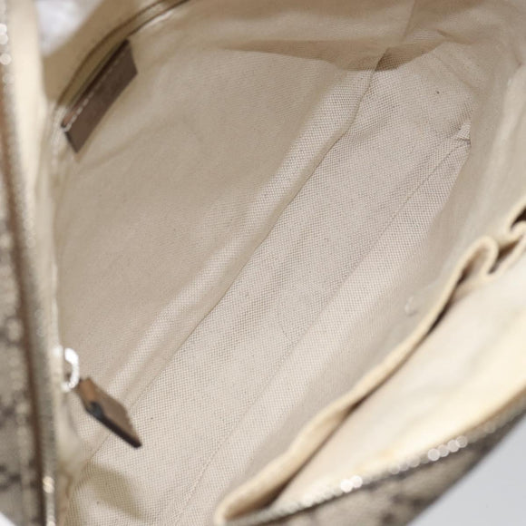 GUCCI Diamante Shoulder Bag PVC Leather Beige Silver 268159 Auth BA9486